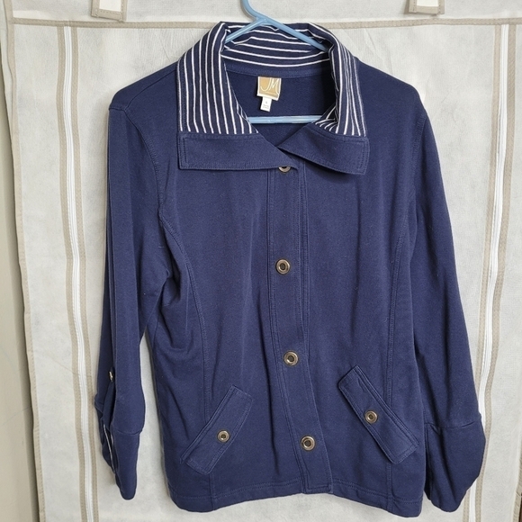 JM Collections Rain Wind Jacket Women's Large Navy Blue - Picture 8 of 12